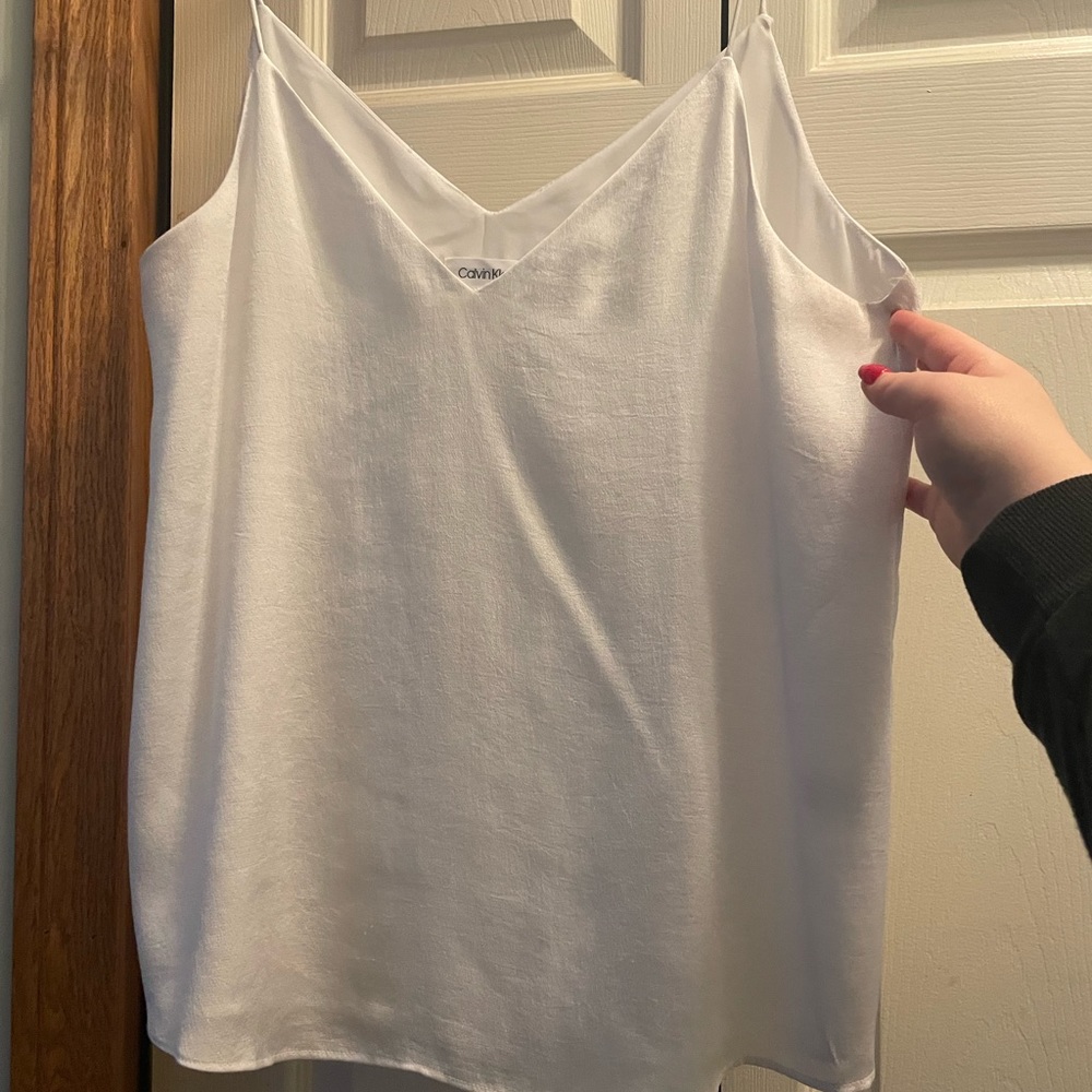 Calvin Klein Petite Large white silk Tank Top